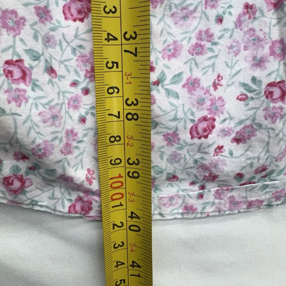 Eileen West Women’s Floral Cotton Nightgown M Pink White Lace Pintuck Button
